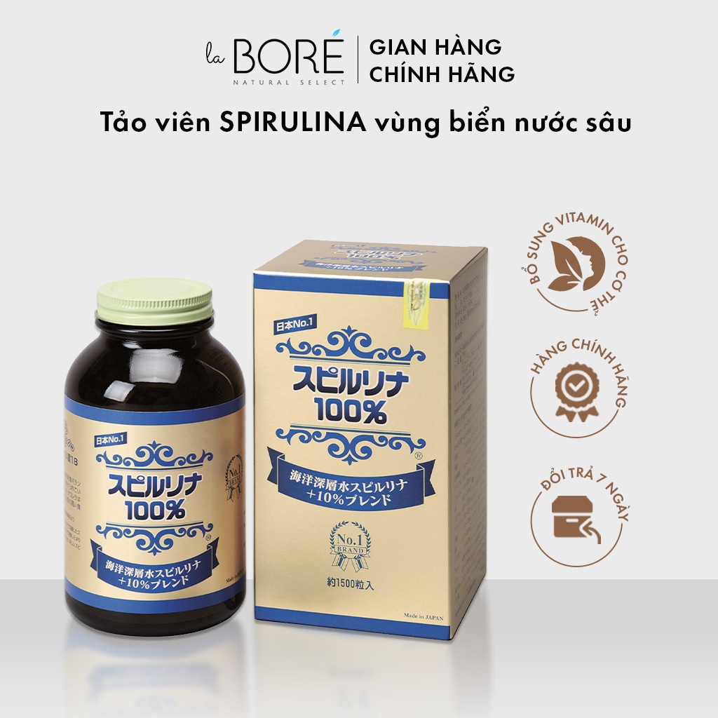 Tảo Viên Spirulina Vùng Biển Nước Sâu LABORE, Bổ Sung Vitamin, Khoáng Chất Cần Thiết Cho Cơ Thể, Hộp 1500 Viên