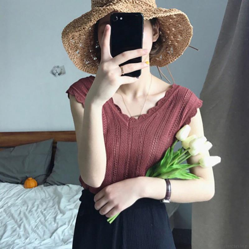 Áo Dệt Kim Nữ Không Tay Cổ Chữ V Thời Trang Hàn Quốc | BigBuy360 - bigbuy360.vn