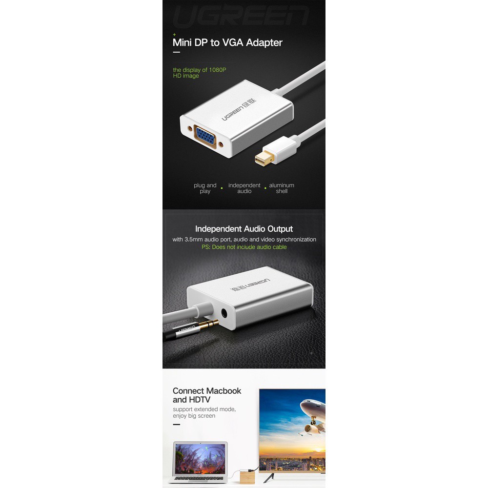 Đầu Chuyển Đổi Từ 1 / 2 Mini Displayport Dp Sang Vga Cho Apple Macbook Air Pro | BigBuy360 - bigbuy360.vn
