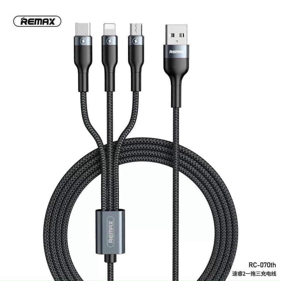 Cáp sạc đa năng 3 IN 1 dây sạc đa năng 3 đầu remax chống đứt siêu bền tiện lợi