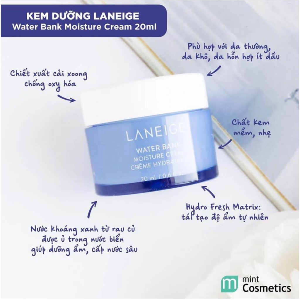 20ml - Mẫu mới - Kem dưỡng cho da dầu Water Bank Water Bank Moisture Cream