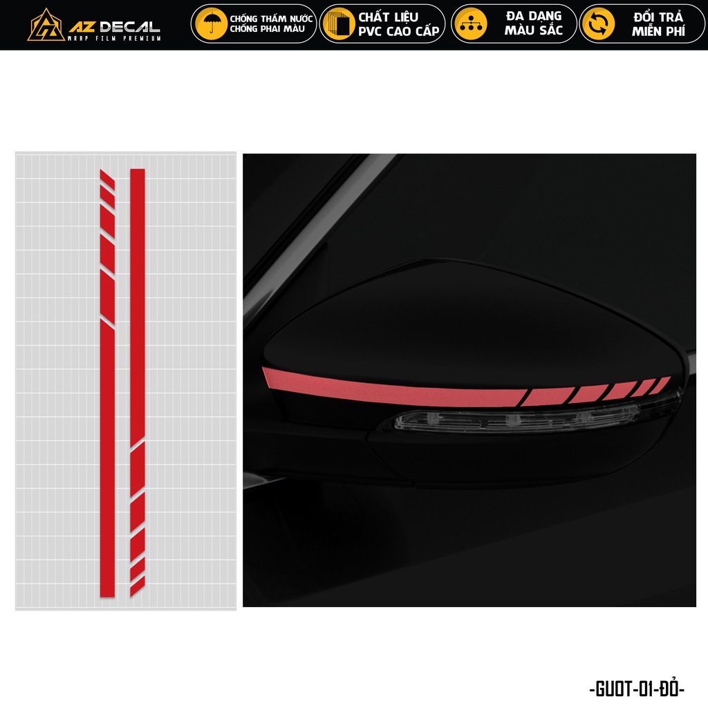 Decal Gương Chiếu Hậu Phản Quang Ô Tô Thiết Kế Cá Tính | GUOT01 | Tem Dán Gương Xe Hơi Oto Chống Nước Dễ Dán