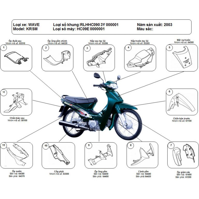 Đuôi Sau - Chắn Bùn Sau Wave Chính Hãng Honda