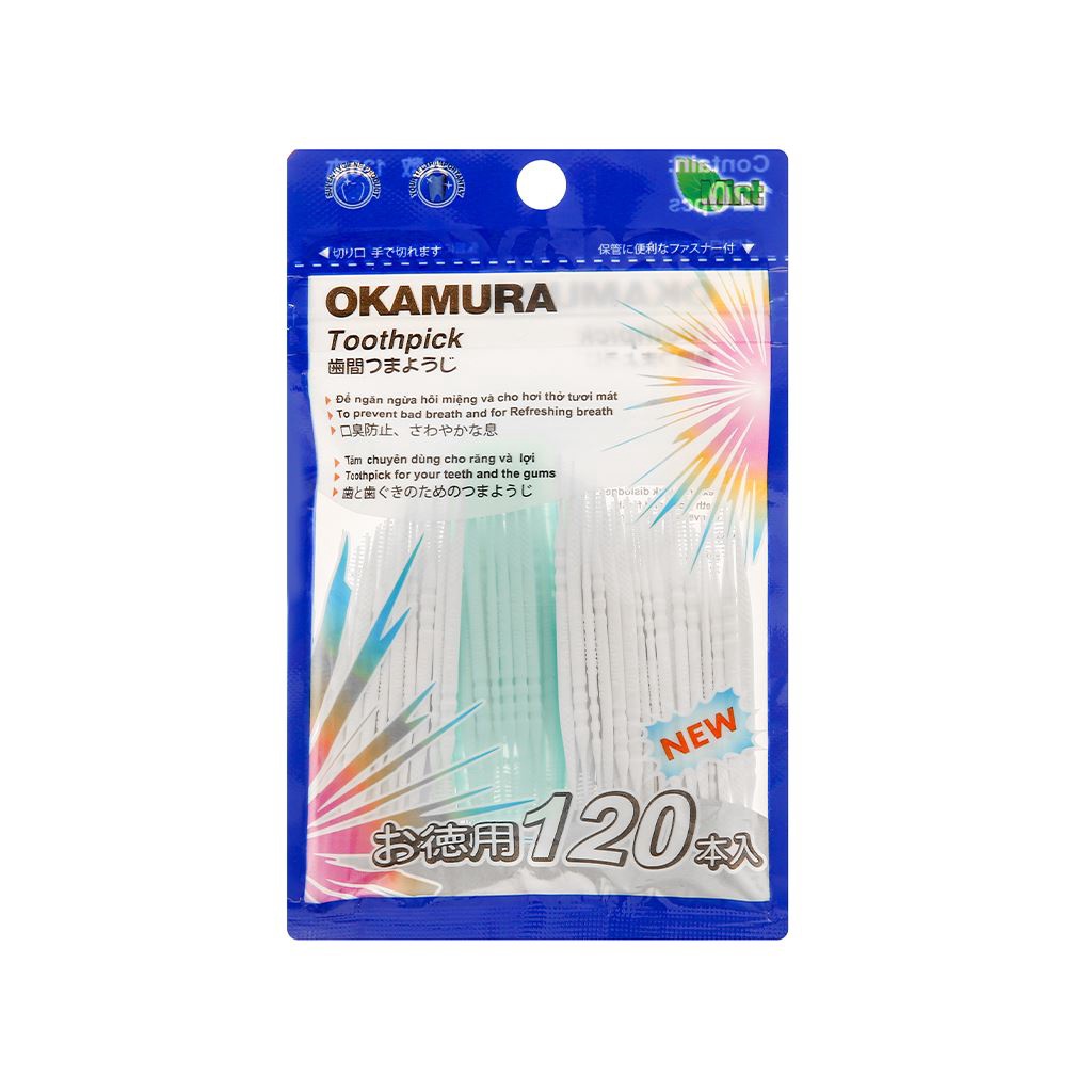 Tăm nhựa nha khoa Okamura nhật bản gói 120 chiếc