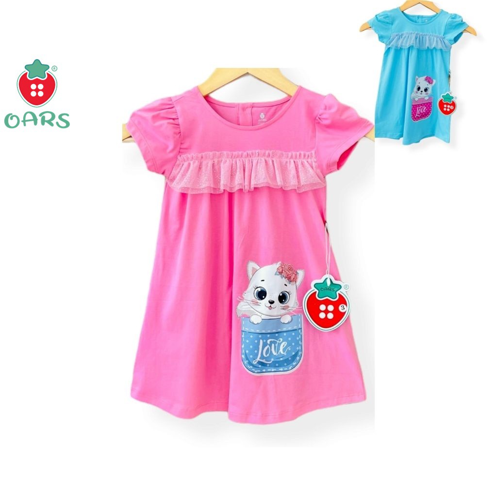 Đầm bé gái đẹp - Áo đầm chữ A cho bé Đầm váy trẻ em thiết kế chất cotton hàng cao cấp in hình mèo xinh dễ thương 9-24 kí