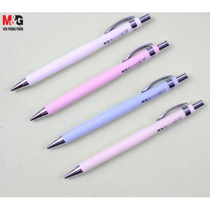 Bút chì kim M&G 0.5mm- vàng, xanh dương, hồng, trắng màu pastel nhẹ nhàng-AMP01103