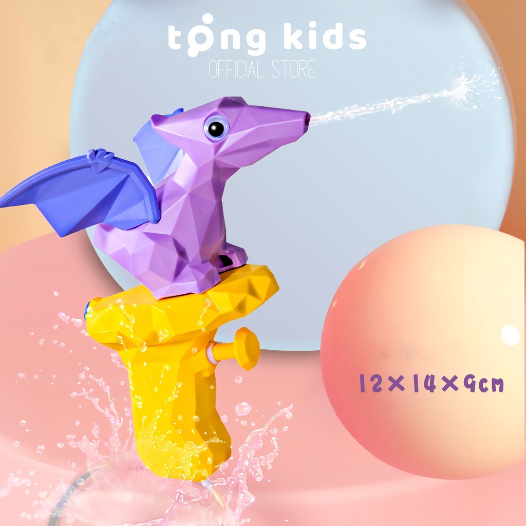 Súng phun nước đồ chơi hình khủng long nhiều màu , nhựa ABS an toàn , dễ sử dụng