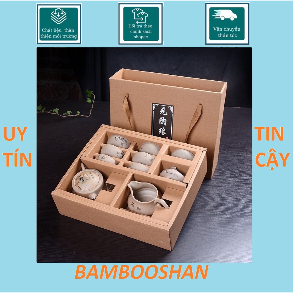 QUÀ TẶNG - BỘ ẤM TRÀ CAO CẤP 6 TÁCH HOA VĂN CỔ ĐIỂN