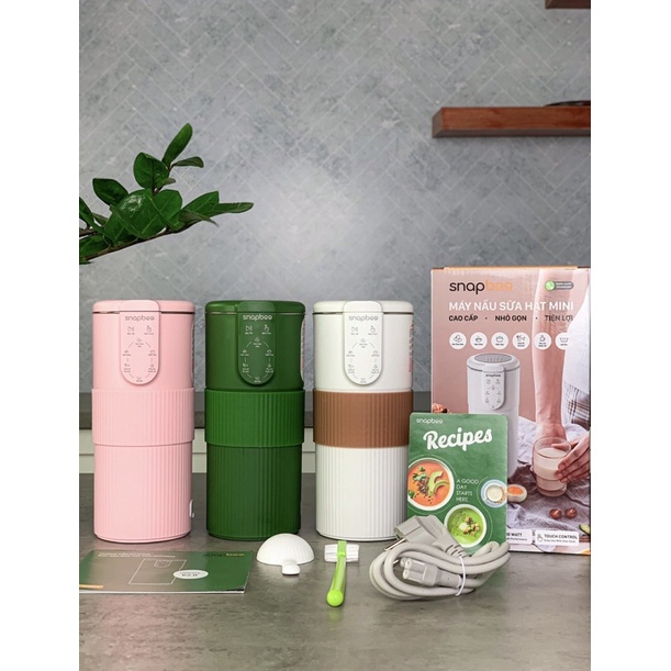 MÁY XAY NẤU SỮA HẠT ĐA NĂNG MINI SNAPBEE-BH 24 THÁNG-TẶNG KÈM BÌNH THUỶ TINH 2 LỚP SIÊU ĐẸP