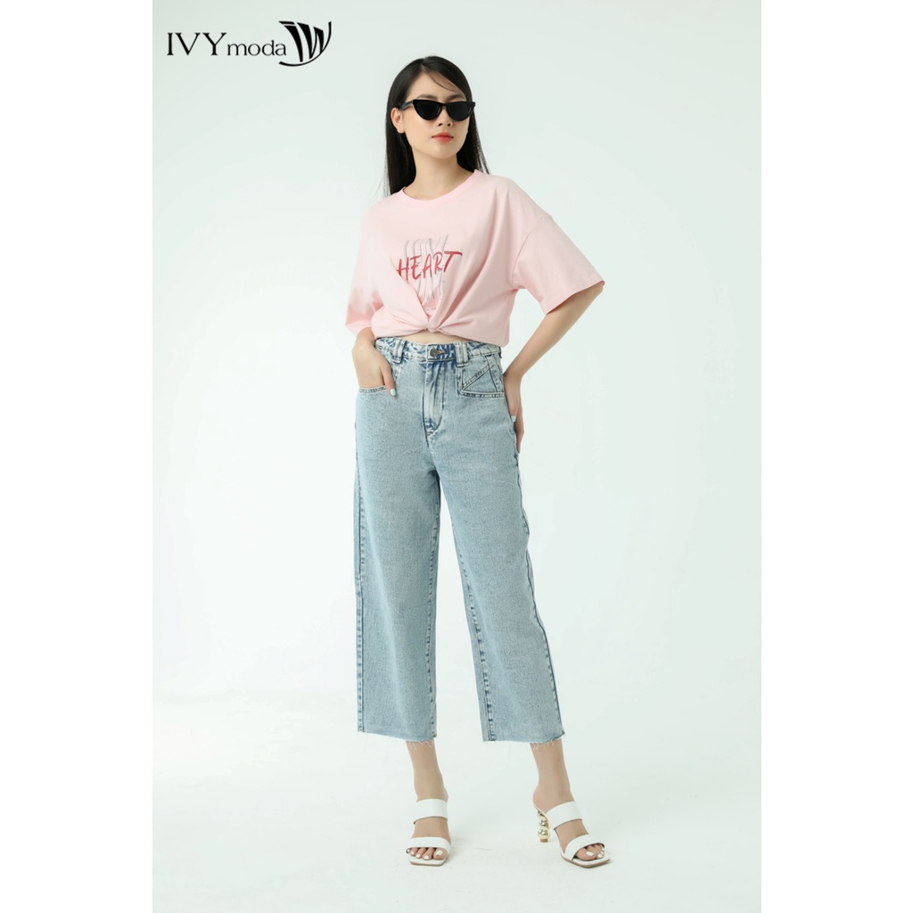 Quần jeans nữ cắt gấu IVY moda MS 25B8903