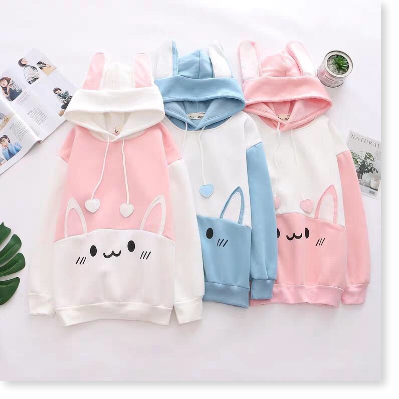 ÁO HOODIE PHỐI MÈO XINH XINH THỜI TRANG CÁ TÍNH