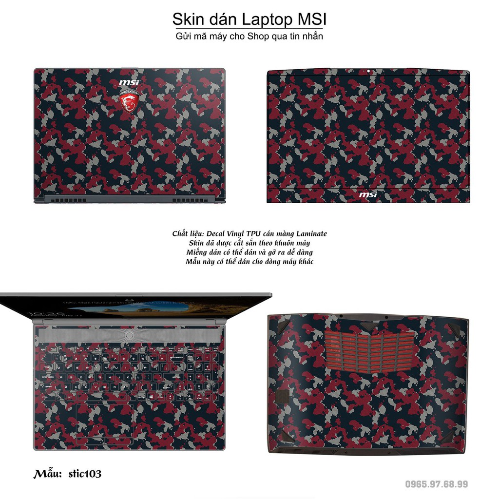 Skin dán Laptop MSI in hình Hoa văn sticker _nhiều mẫu 17 (inbox mã máy cho Shop)