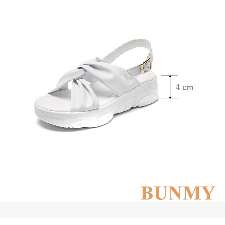 Dép Nữ Đế Cao Quai Chéo Xoắn Nơ Đế 4cm Tôn Dáng Cực Xinh