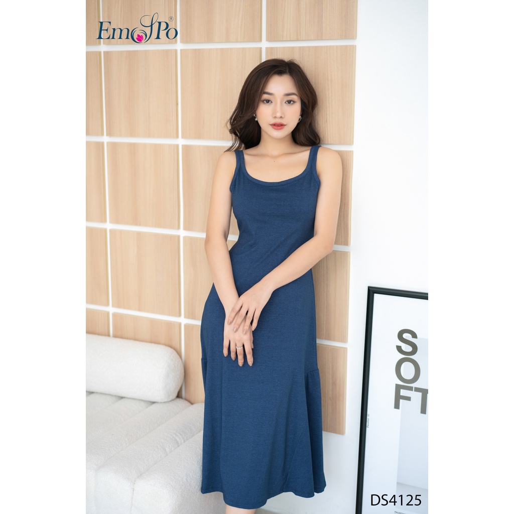 Đầm thun xòe hai dây, bèo hai bên chân váy Emspo DS4125