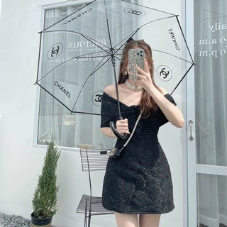 💢💢Váy trễ vai gấm hoa hồng xoắn ngực🌺🌺