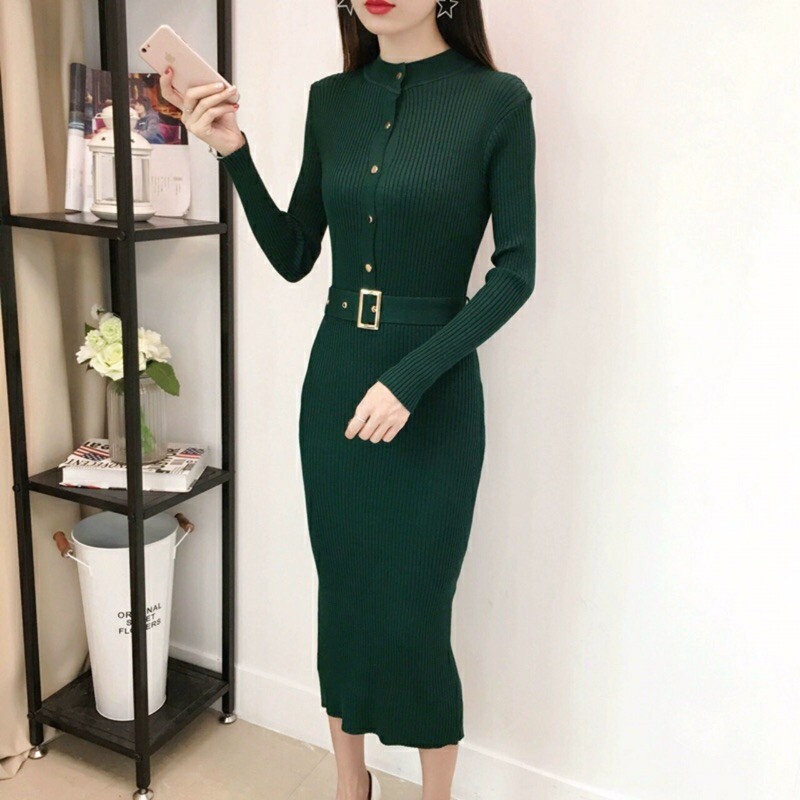 Váy len body khuy kèm đai | BigBuy360 - bigbuy360.vn