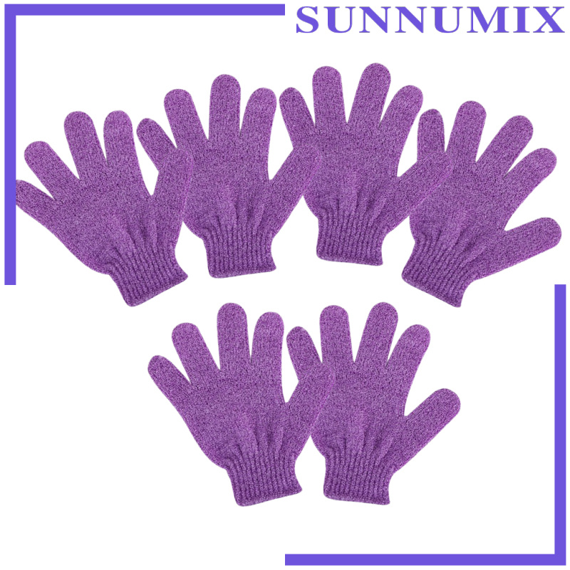 [SUNNIMIX]Lot 6x Exfoliating Body Scrub Shower Gloves Bath Massage SPA Mitts Black