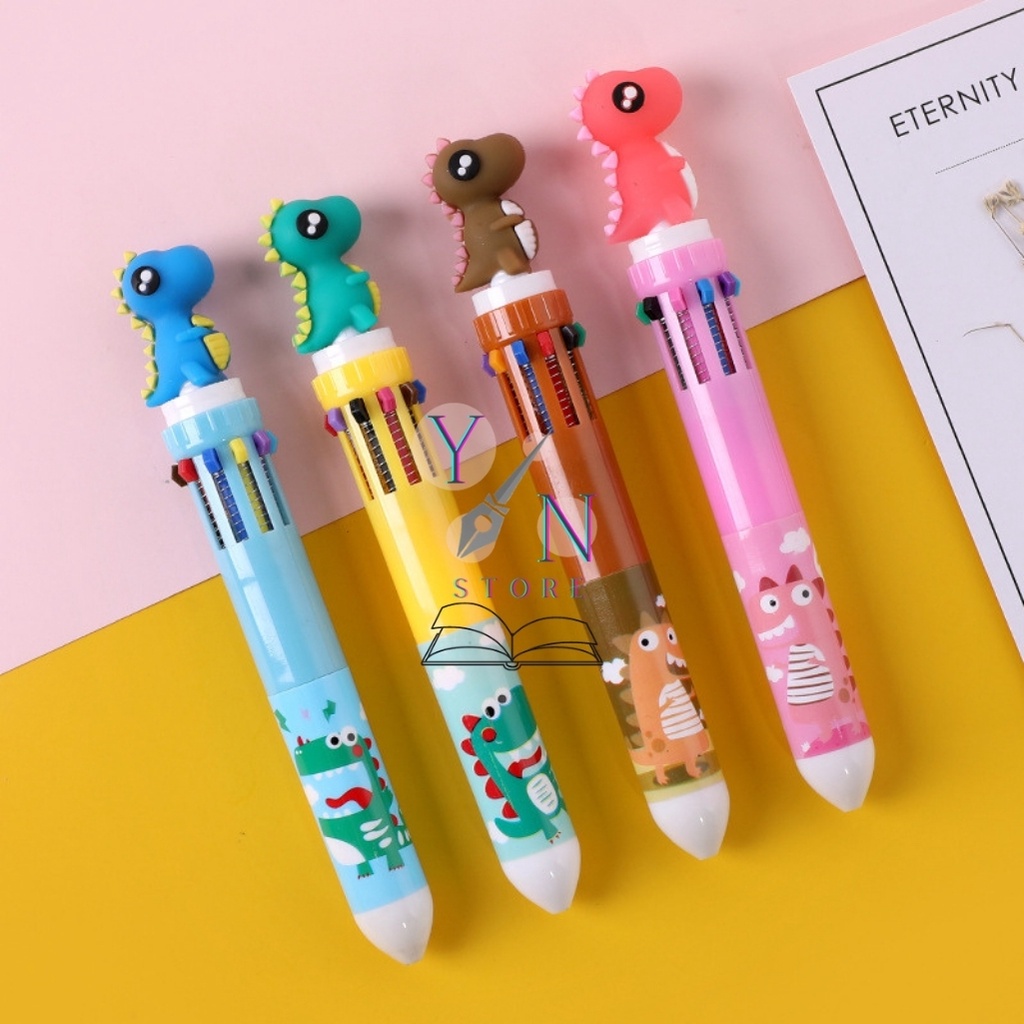 Bút Bi Khủng Long Đáng Yêu 8 Ngòi Mực