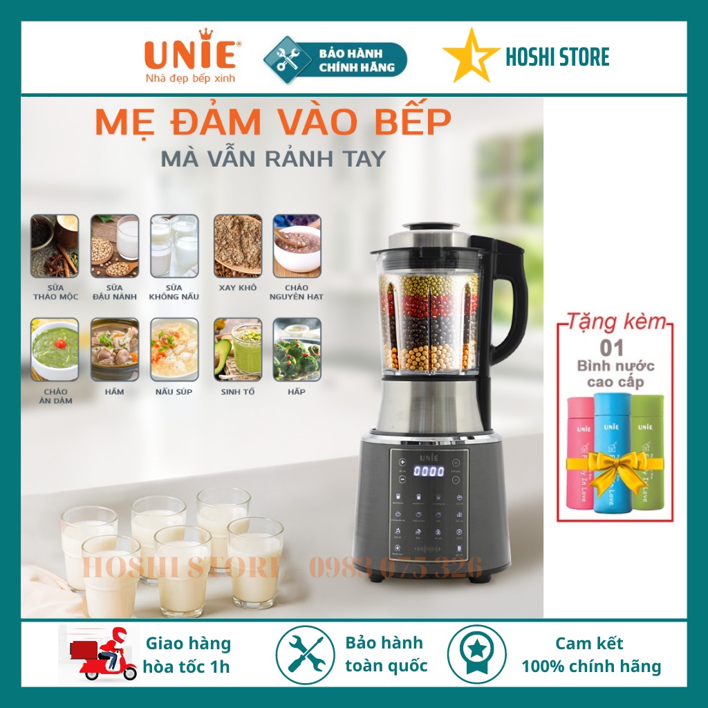 Máy làm sữa hạt đa năng Unie V6S, V6, công suất 1800W, dung tích 1,75L, công nghệ mới có giọng nói, bảo hành 24 tháng