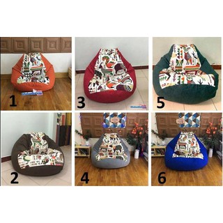 Ghế lười hạt xốp họa tiết thú, cỡ S, thô mix nhiều màu (đã có hạt xốp)