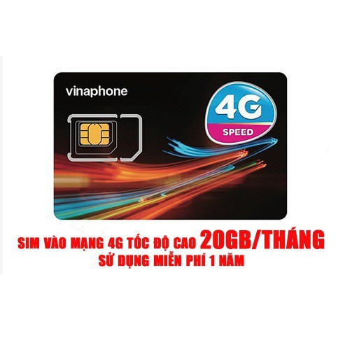 (Sim miễn phí 1 năm) Sim vào mạng 4G VINAPHONE tốc độ cao 20GB/THÁNG, TRỌN GÓI 12 THÁNG