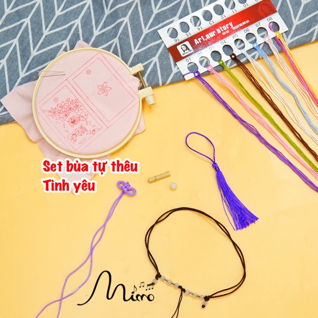 Bộ kit tự thêu túi thơm,dây đeo may mắn, túi ước nguyện Omamori tình yêu, bình an may mắn