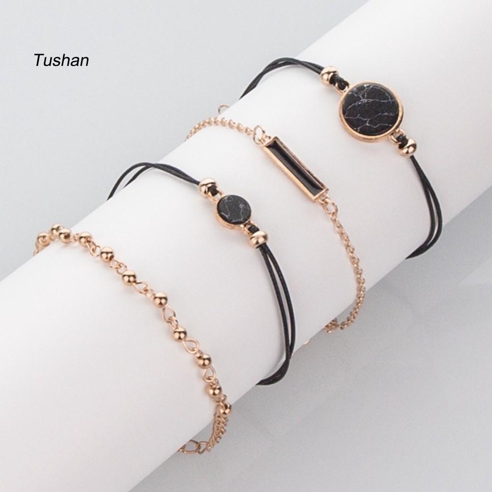 Áo Thun Tay Ngắn In Chữ Cá Tính Cho NữSet 4 Vòng Tay Phong Cách Bohemian Cá Tính Dành Cho Nữ