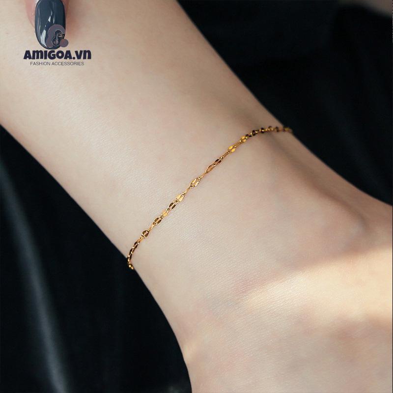 ✨✨Lắc Chân Bằng Thép Titan Mạ Vàng 18K Đơn Giản Không Phai Màu