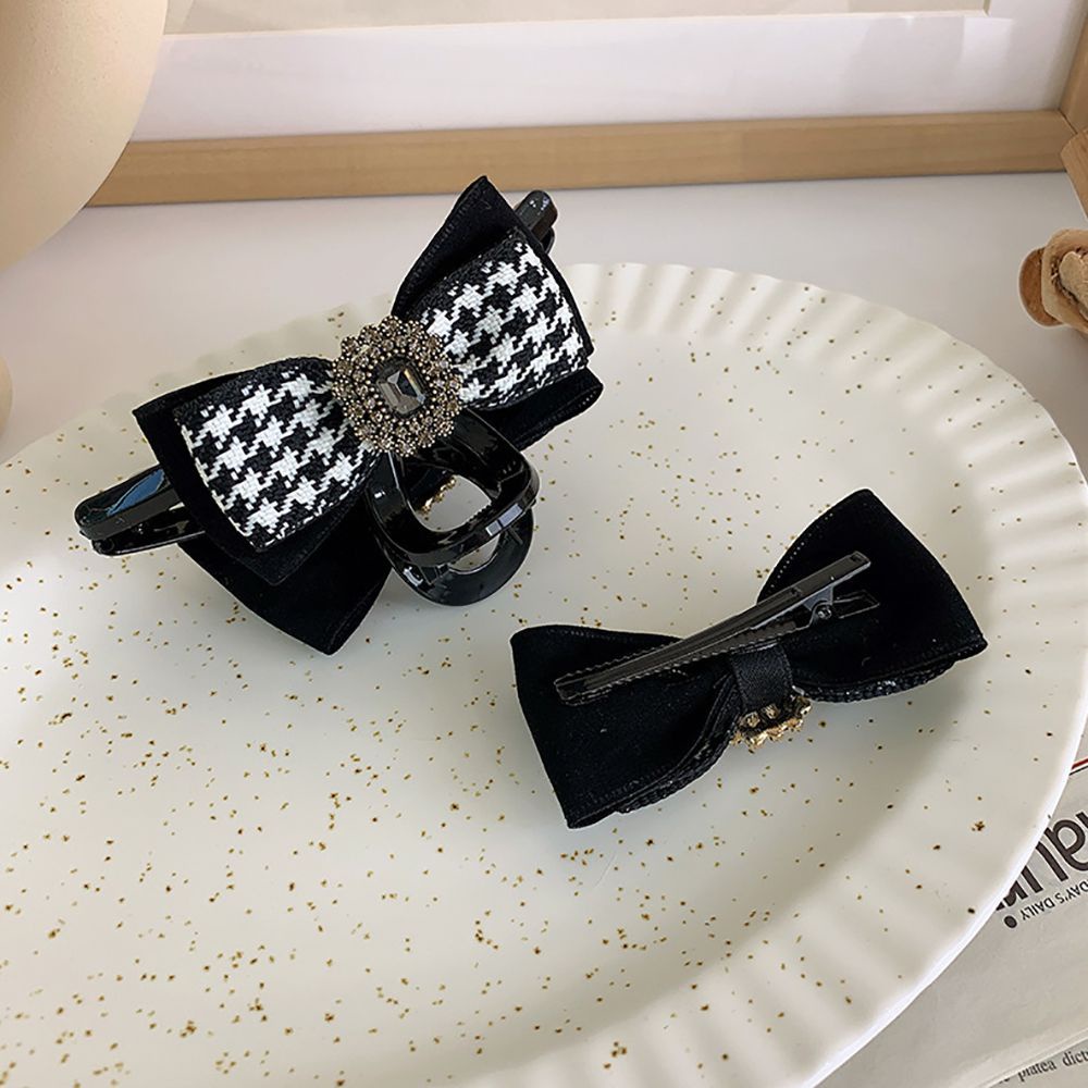 Dây buộc tóc/Kẹp đuôi ngựa bằng vải họa tiết kẻ ô thanh lịch phong cách Hàn Quốc cho nữ