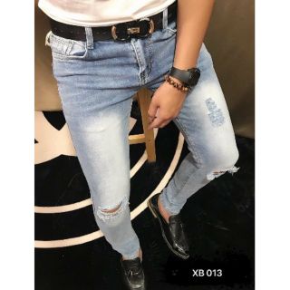 Quần jean nam rách gối câc kiểu