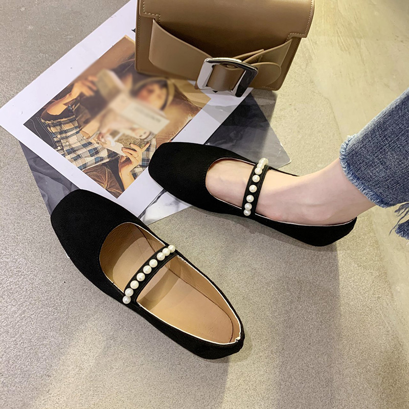 [ Mã 66CBSALE giảm 30K đơn 200K] Giày búp bê Mary Jane đế bệt phối ngọc trai phong cách cổ điển dành cho nữ | BigBuy360 - bigbuy360.vn