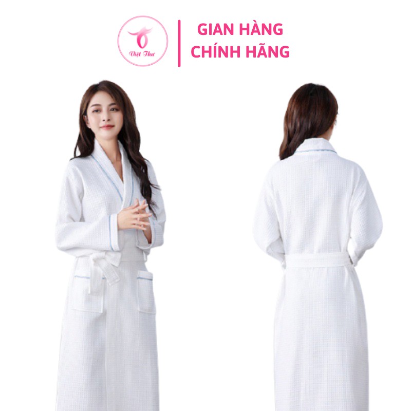 Áo choàng tổ ong, áo choàng tắm khách sạn,  áo 100 % cotton tay dài có đai thắt lưng  - Việt Thư