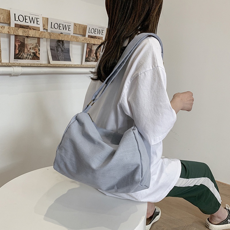 Túi đeo chéo IELGY kích thước lớn bằng vải denim phong cách Hàn Quốc sành điệu thời trang cho nữ
