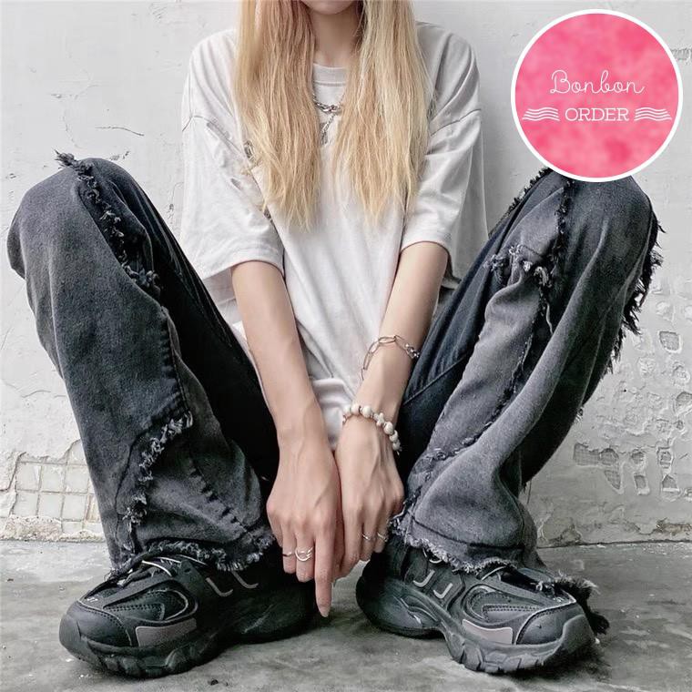 QUẦN JEAN ULZZANG ỐNG RỘNG RÁCH CỰC NGẦU -