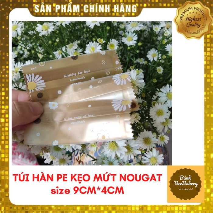 [Hàng mới về] Set 100c Túi hàn P.E đựng bánh, mứt, kẹo nougat size 9cmx4cm CÚC HỌA MI