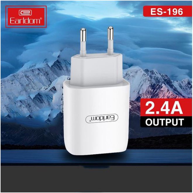 Sạc bộ cho iphone lightning type C samsung micro chính hãng Earldom ES - 196 2 cổng USB sạc nhanh 5V/2.4A