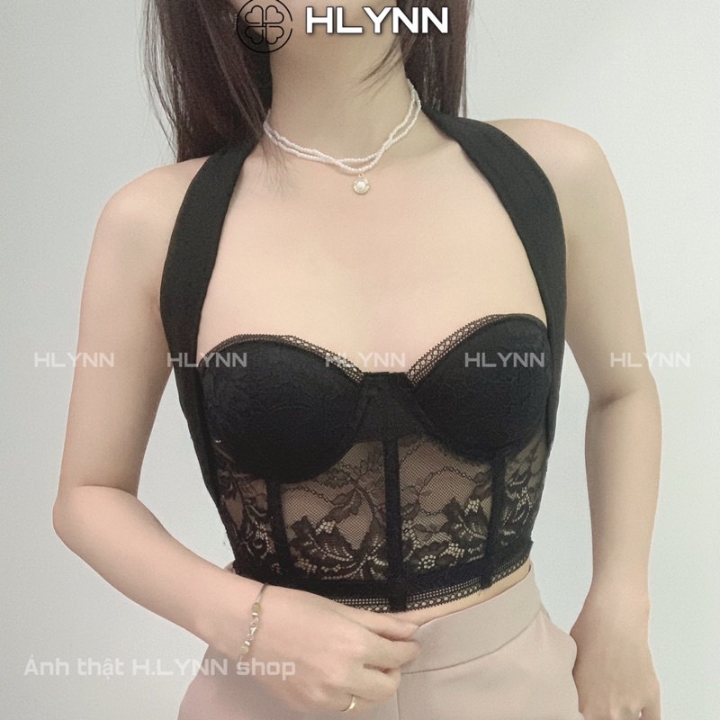 Áo corset ren phối nơ lụa satin mặc 2 kiểu m169 | WebRaoVat - webraovat.net.vn