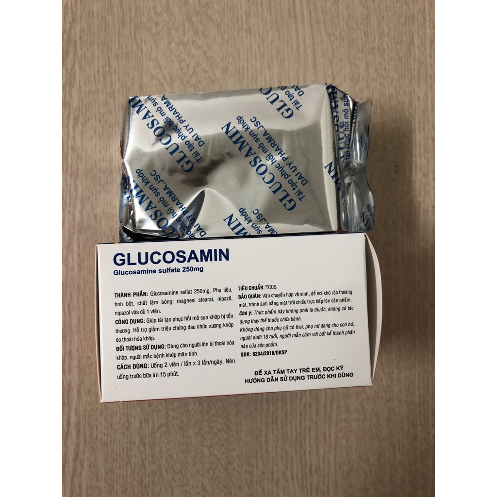 Viên uống XƯƠNG KHỚP GLUCOSAMIN Sulfate 250mg giảm đau nhức xương khớp, hỗ trợ điều trị thoái hóa khớp