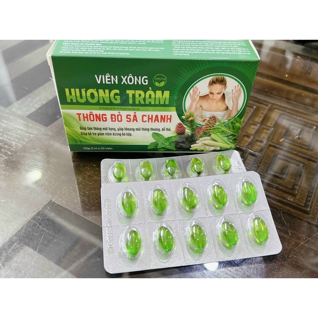 Viên xông hương tràm, bạc hà, khuynh diệp (Hộp 2 vỉx20 viên)