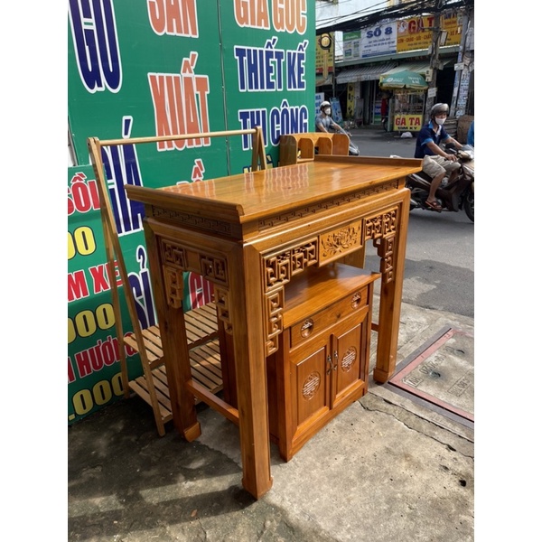 Kệ Thờ & Bàn Thờ Gia Tiên Ngang 1m27 Gỗ Tràm Kèm Tủ Dưới