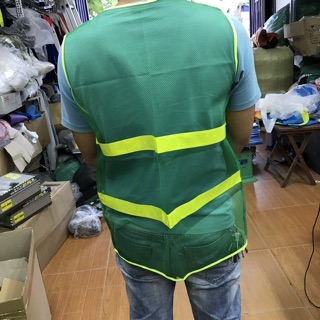Áo gile lưới phản quang xanh