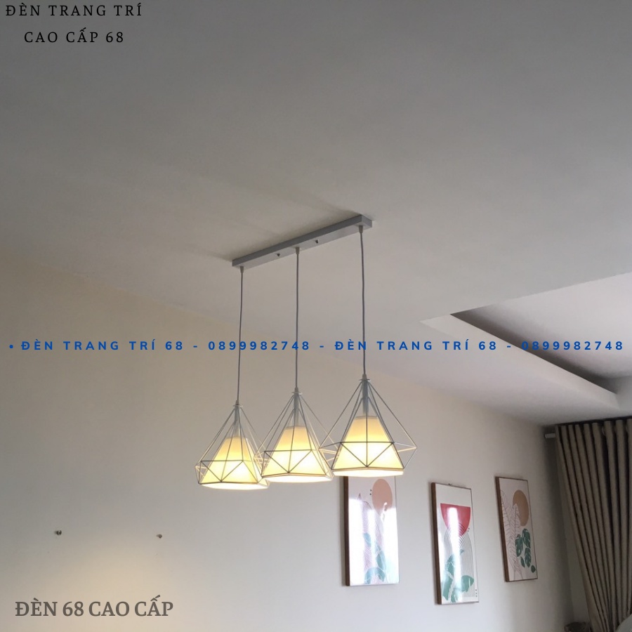 Đèn trần ,đèn thả kim cương 3 mắt sang trọng hiện đại 3 chế độ sáng