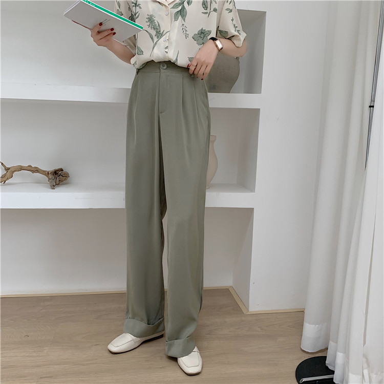 Quần Ống Rộng Lưng Cao Màu Trơn Kiểu Hàn Quốc 41659 | BigBuy360 - bigbuy360.vn