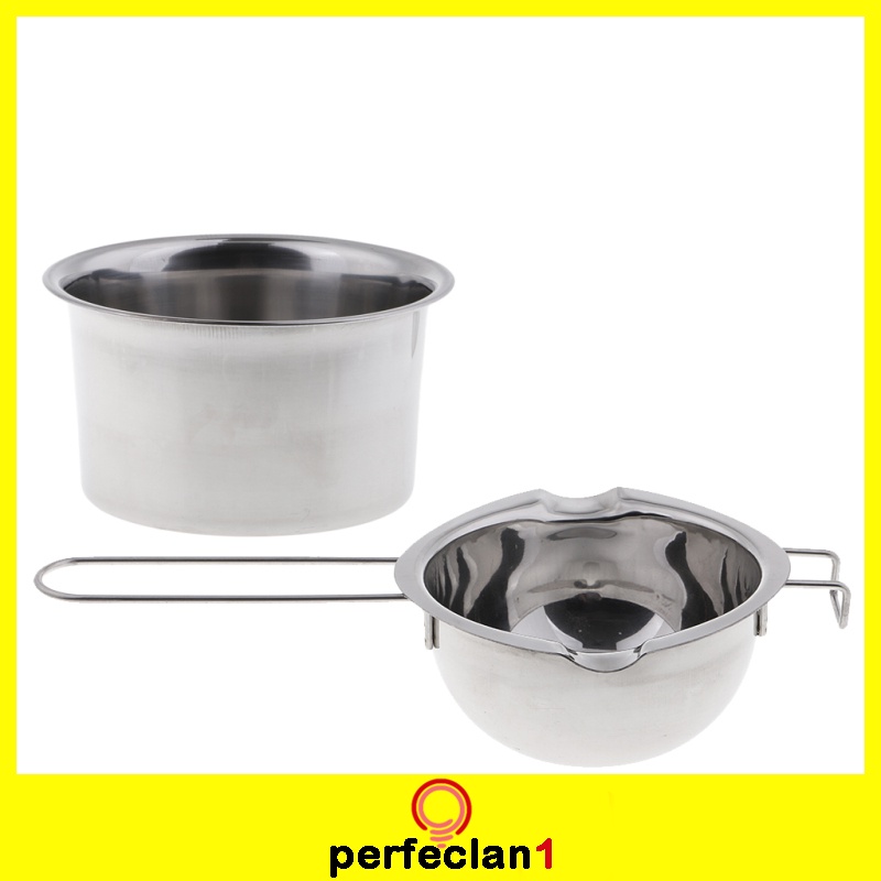 1 (Perfeclan1) Bộ 2 Nồi Nấu Sáp Hai Tầng Bằng Thép Không Gỉ Dùng Làm Xà Phòng / Nến Diy