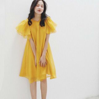Đầm voan tơ lụa 2 lớp tay bồng