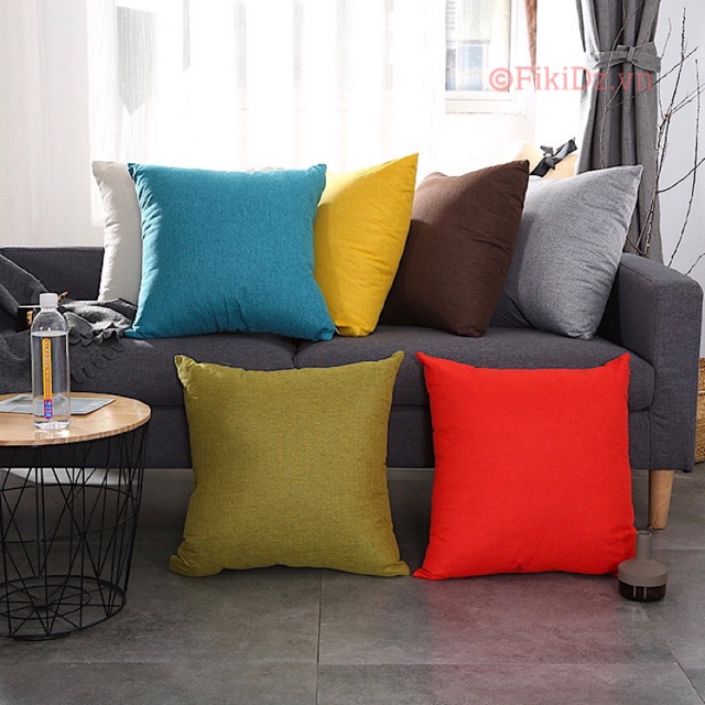 Vỏ gối vuông gối sofa vải polyester chất đẹp (không kèm ruột)