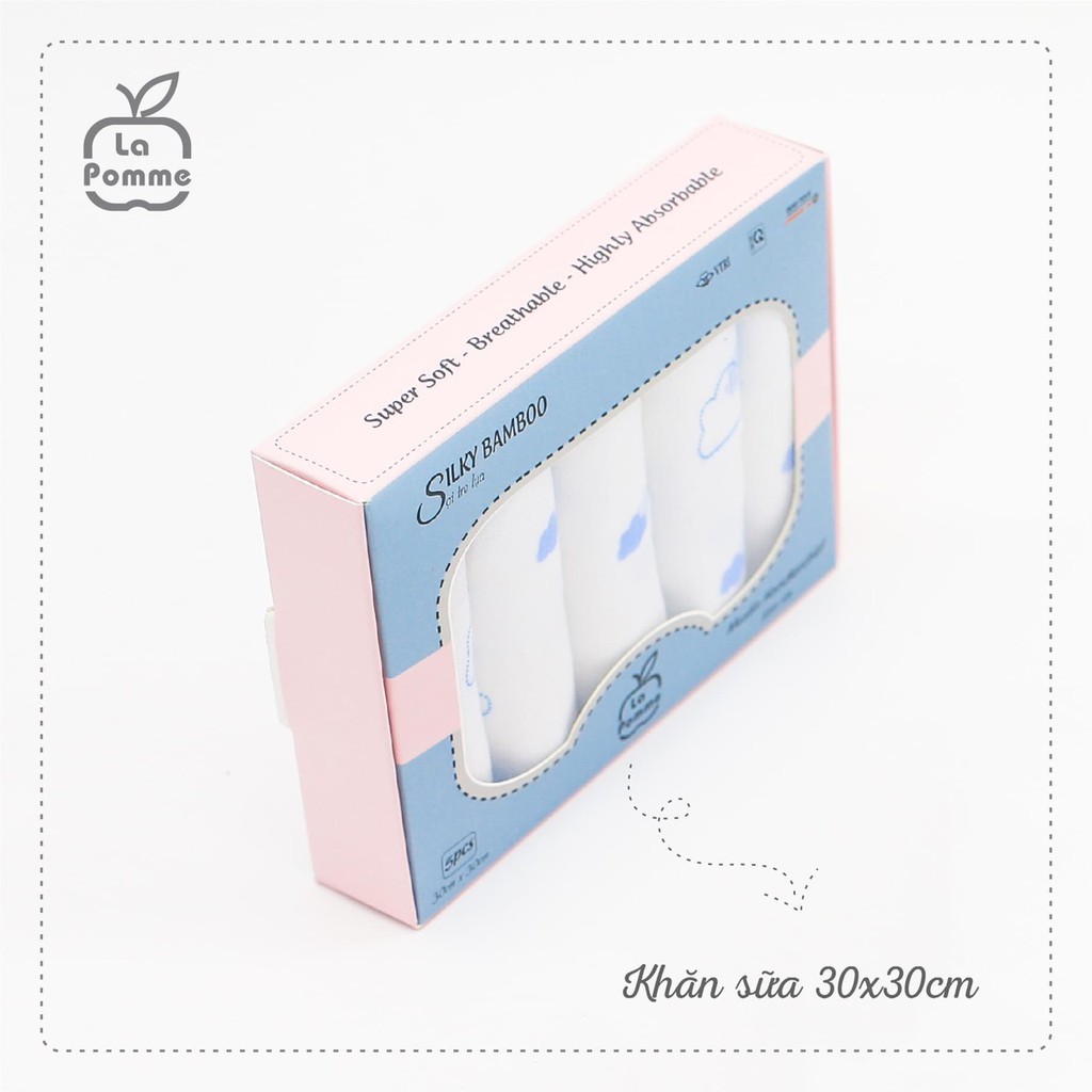 [CHÍNH HÃNG] Set 5 khăn sữa sợi tre lụa mềm mại (30x30) La Pomme