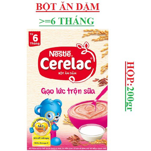 Bột ăn dặm gạo lức và sữa, bột ăn dặm gạo trái cây, bột ăn dặm rau xanh bí đỏ Nestle' hộp 200gr