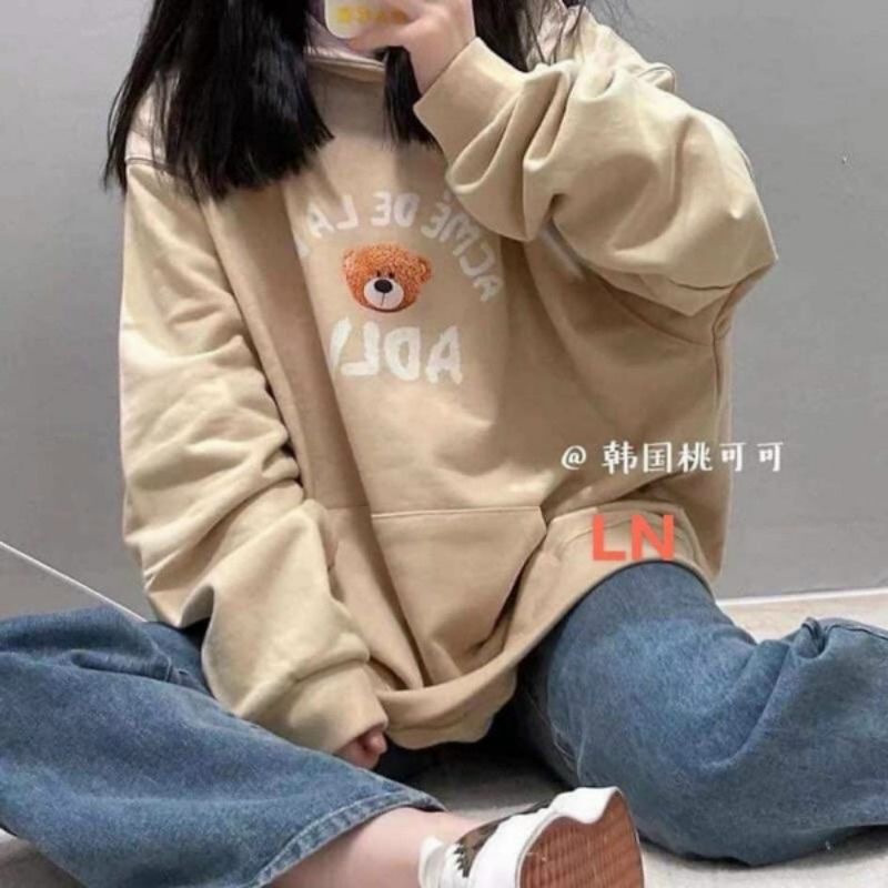 Hodie nỉ ngoại unisex nam nữ in gấu cute 2 mặt