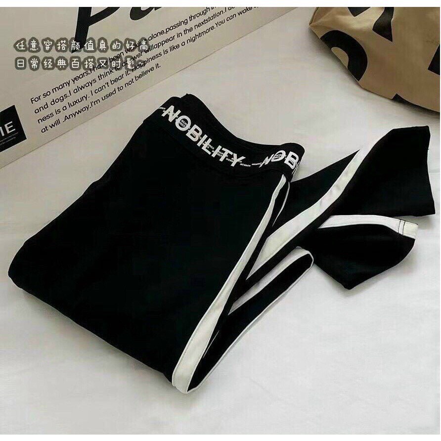 Quần Legging Umi Hàn Cạp Chữ Phối Sọc Siêu Xinh | BigBuy360 - bigbuy360.vn